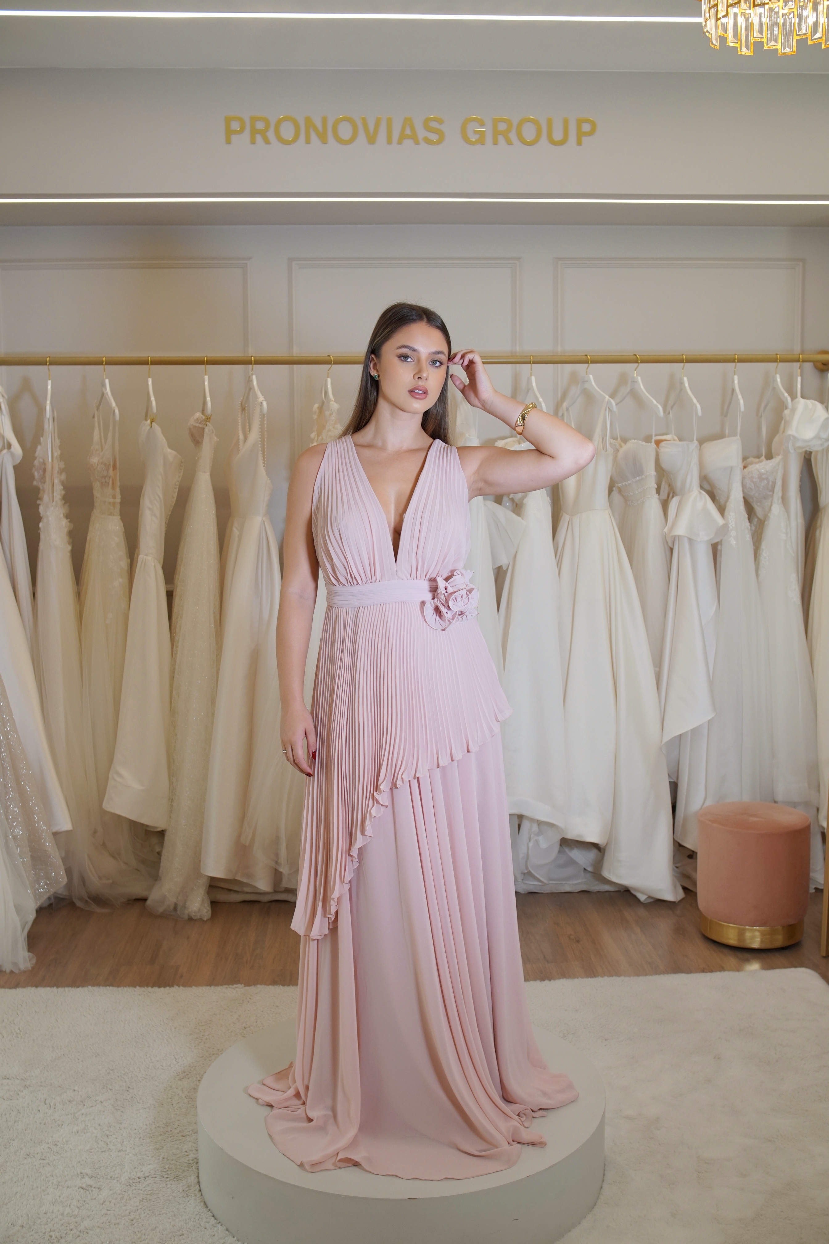 Vestido Rosé Plissado 