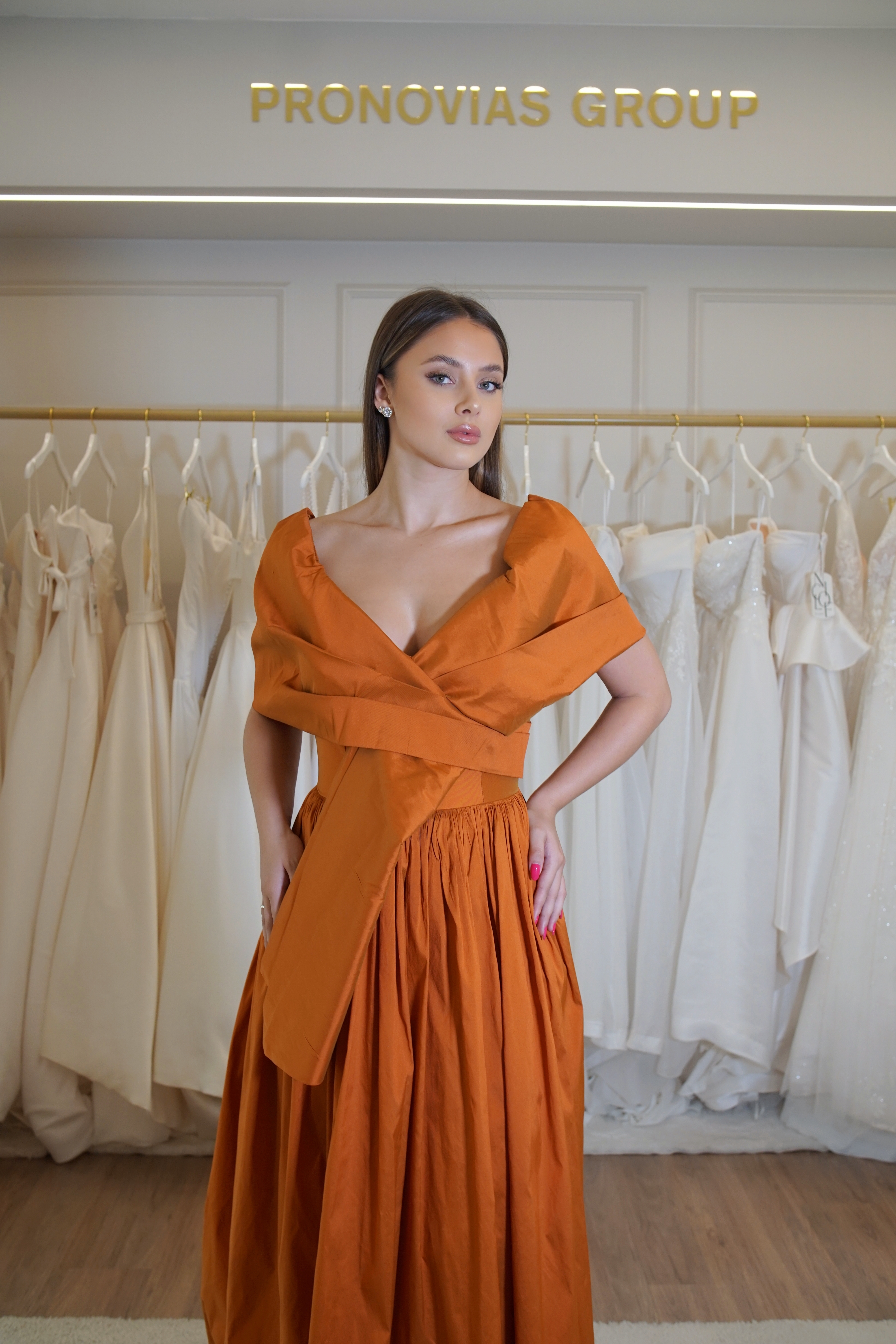 Vestido Terracota Laço Longo