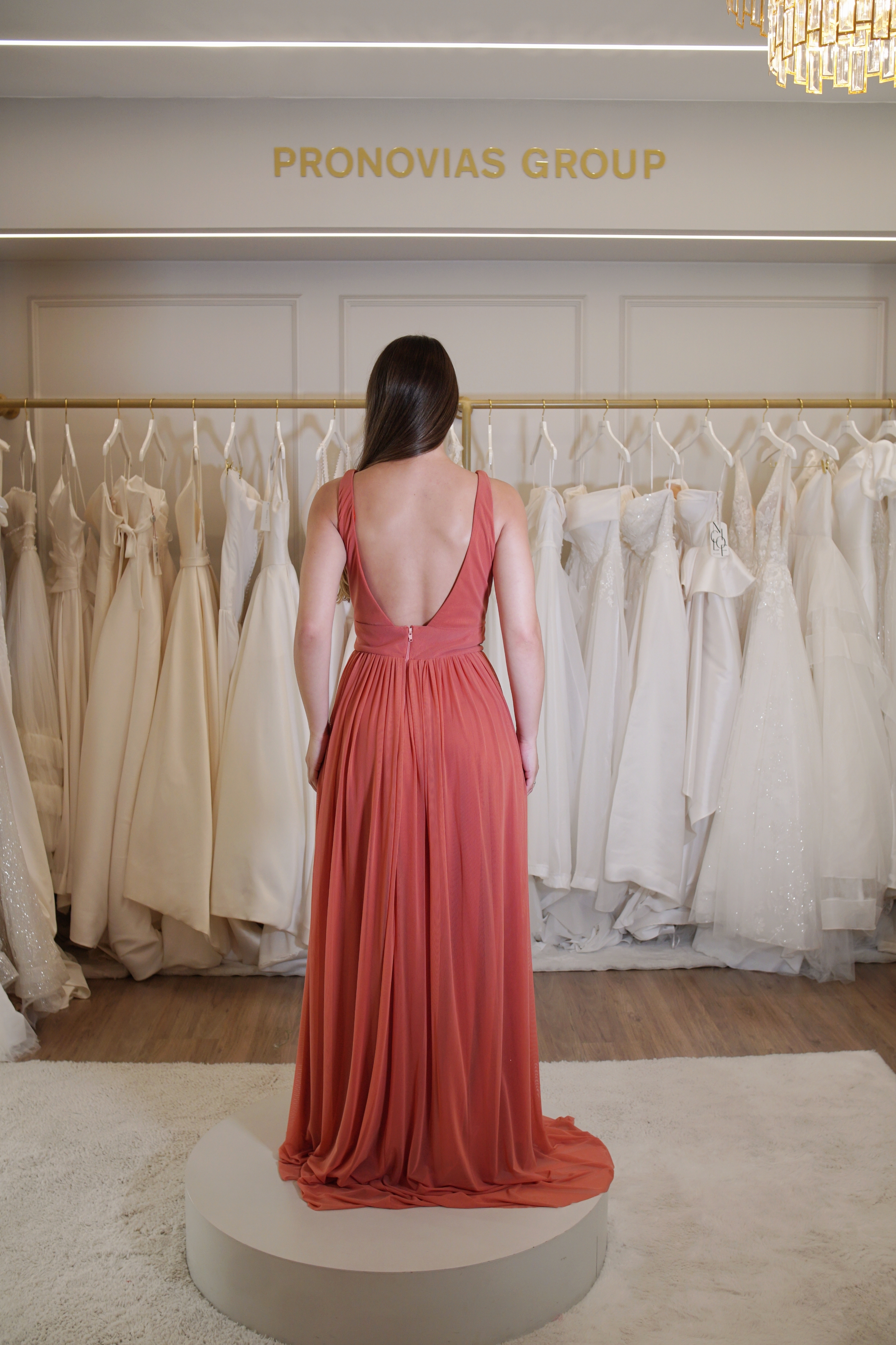 Vestido Terracota de Tule com Flores